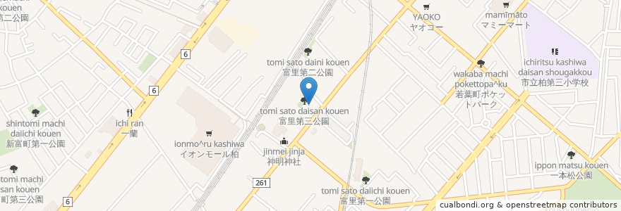 Mapa de ubicacion de 柏市富里近隣センター en Japón, Prefectura De Chiba, 柏市.