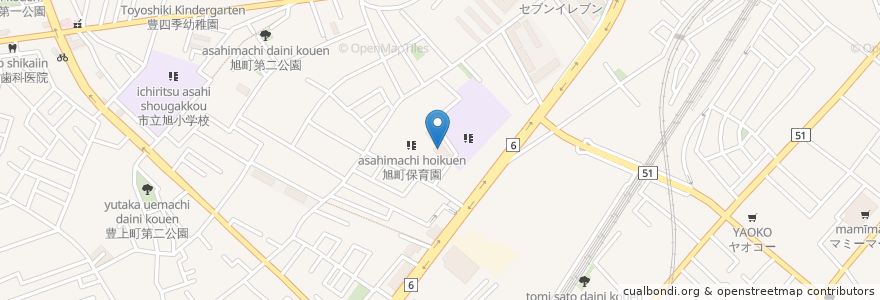 Mapa de ubicacion de 柏市旭町近隣センター en 일본, 지바현, 柏市.