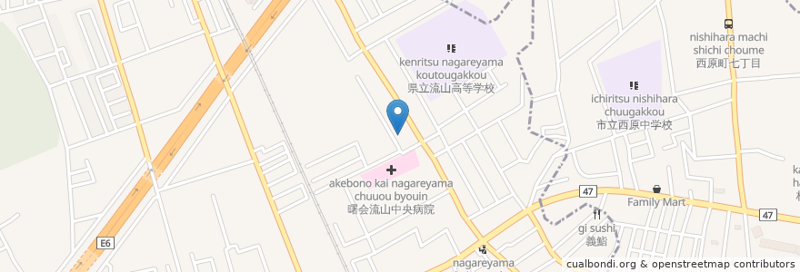Mapa de ubicacion de 流山市初石在宅介護支援センター en 日本, 千葉県, 流山市.