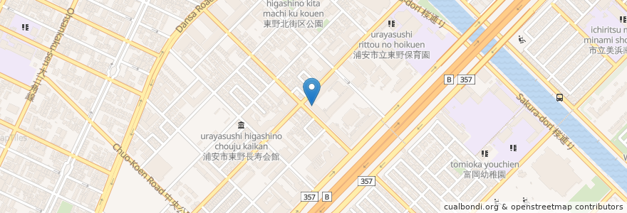 Mapa de ubicacion de 浦安市老人福祉センター en Jepun, 千葉県, 浦安市.