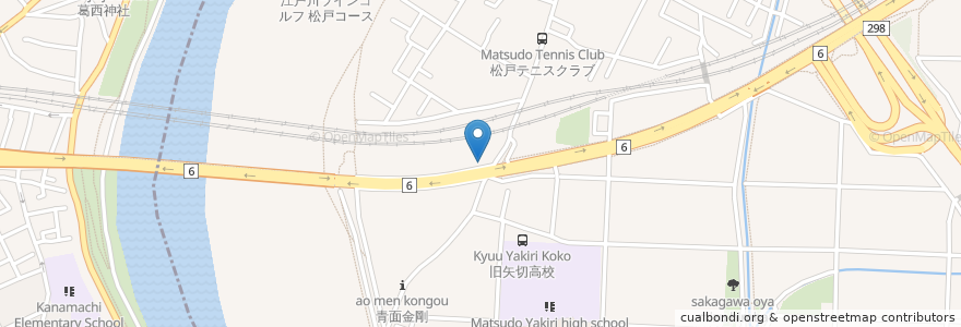 Mapa de ubicacion de 矢切高架橋下こどもの遊び場 en Giappone, Prefettura Di Chiba, 松戸市, 葛飾区.