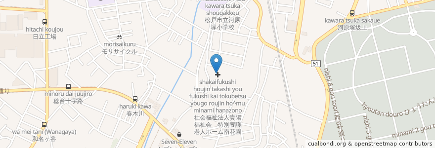 Mapa de ubicacion de 社会福祉法人貴陽福祉会　特別養護老人ホーム南花園 en Japon, Préfecture De Chiba, 松戸市.
