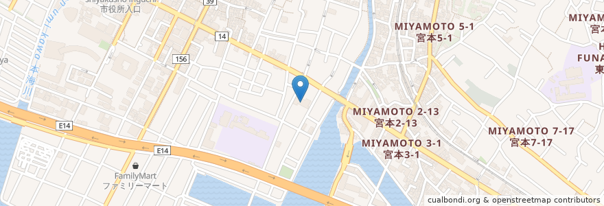 Mapa de ubicacion de 船橋市南老人福祉センター en ژاپن, 千葉県, 船橋市.