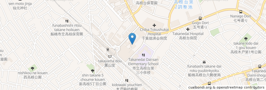 Mapa de ubicacion de 船橋市老人憩の家(高根台公民館併設) en Japón, Prefectura De Chiba, Funabashi.