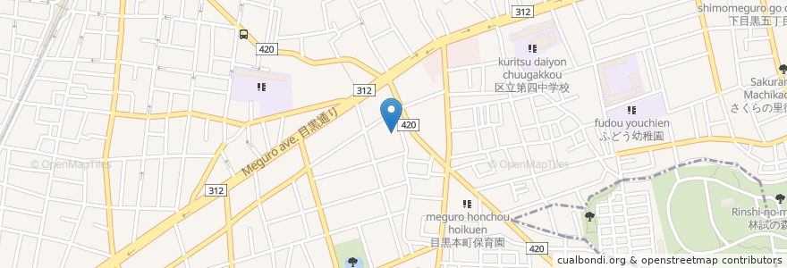 Mapa de ubicacion de しいの実社 en Japonya, 東京都, 目黒区.