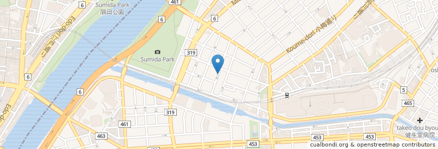 Mapa de ubicacion de すみだ厚生会館福祉作業所 en Jepun, 東京都, 墨田区.