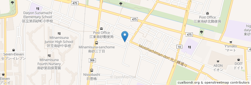 Mapa de ubicacion de のびのび共同作業所大河 en Japón, Tokio, Koto.