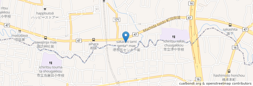 Mapa de ubicacion de ふれあいけやき館(堺) en Giappone, Tokyo, 相模原市, 町田市.
