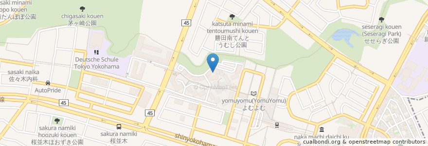 Mapa de ubicacion de ゆうらいふ横浜 en 日本, 神奈川縣, 横滨市, 都筑区.
