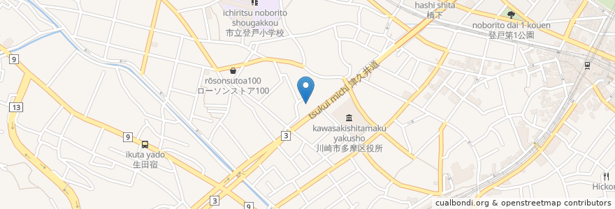 Mapa de ubicacion de アイリスケアセンター向ケ丘在宅介護支援センター en ژاپن, 神奈川県, 川崎市, 多摩区.