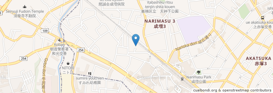 Mapa de ubicacion de カインズ成増 en 日本, 埼玉県, 和光市, 板橋区.