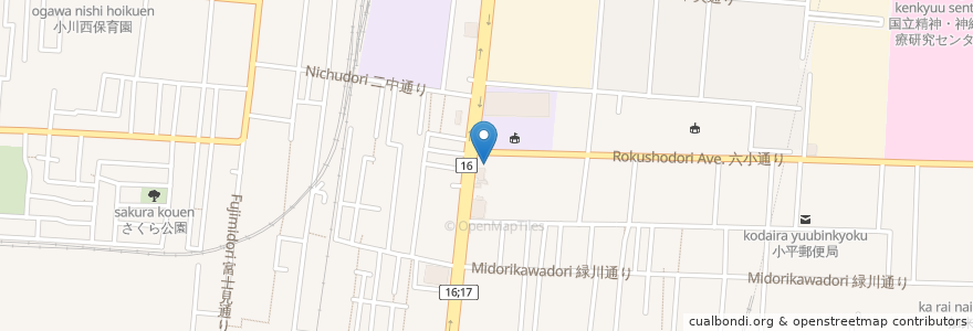 Mapa de ubicacion de サンライズ en Japonya, 東京都, 小平市.