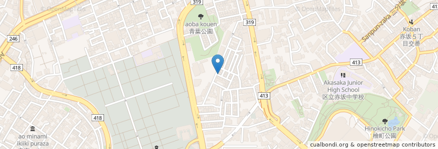 Mapa de ubicacion de サンライズ青山 en اليابان, 東京都, 港区.