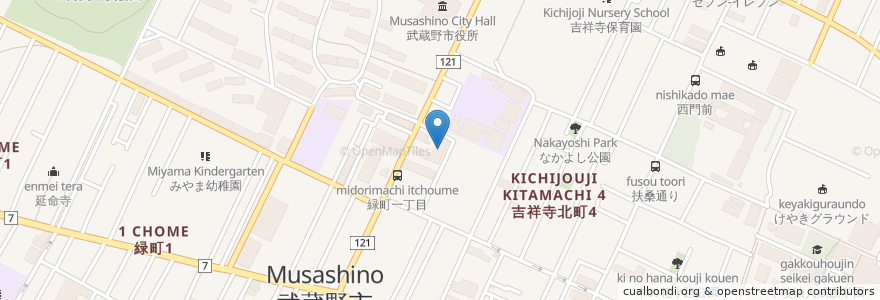 Mapa de ubicacion de デイセンター山びこ en 日本, 东京都/東京都, 武蔵野市.