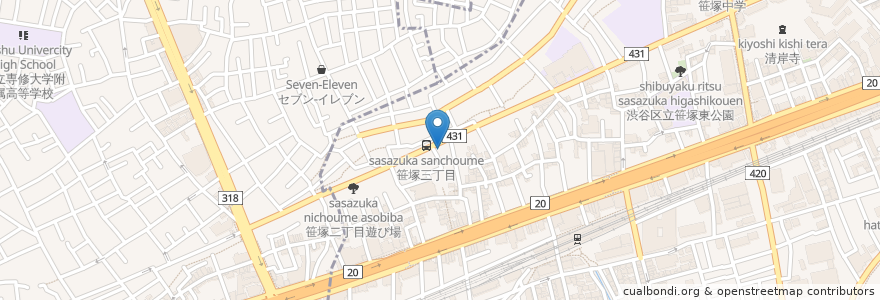 Mapa de ubicacion de ブルーメ笹塚 en Япония, Токио.