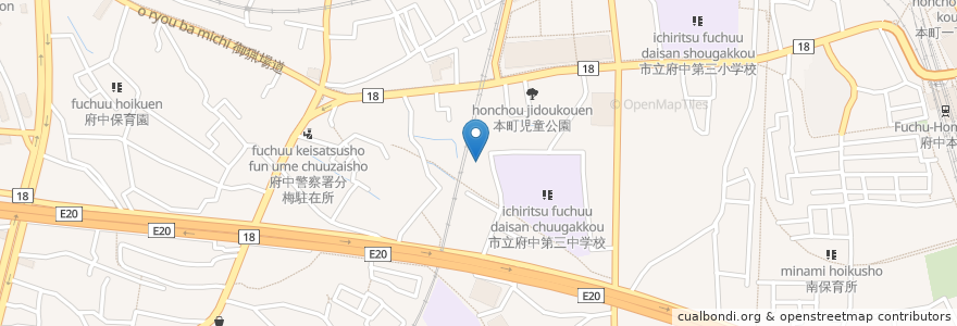 Mapa de ubicacion de ヘルス・ケア・ヴィア府中 en Japan, 東京都, 府中市.