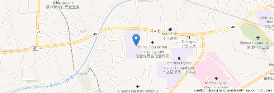 Mapa de ubicacion de ベトレヘムの園病院 en Japonya, 東京都, 清瀬市.