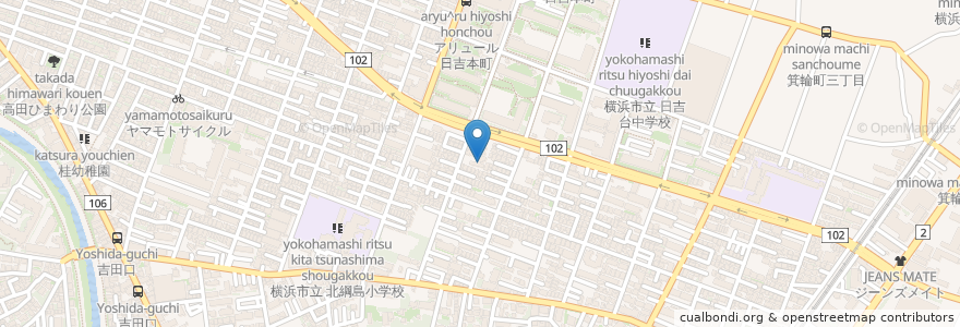Mapa de ubicacion de ライフコミューン綱島 en Jepun, 神奈川県, 横浜市, 港北区.