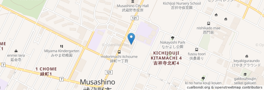 Mapa de ubicacion de ワークセンター大地 en ژاپن, 東京都, 武蔵野市.