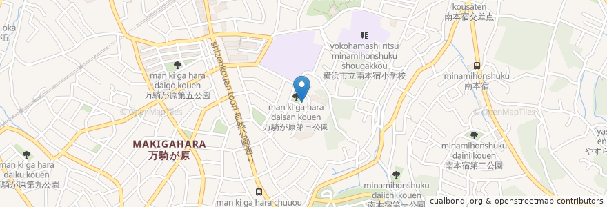Mapa de ubicacion de 万騎が原地域ケアプラザ en Japón, Prefectura De Kanagawa, Yokohama, 旭区.