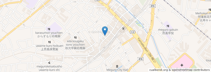 Mapa de ubicacion de 上目黒福祉工房 en 日本, 東京都, 目黒区.