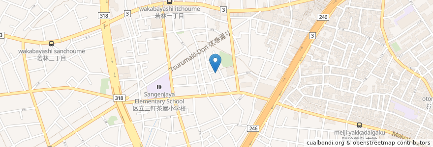 Mapa de ubicacion de 世田谷区三軒茶屋在宅介護支援センター en ژاپن, 東京都, 世田谷区.