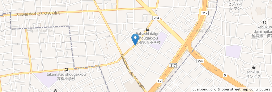 Mapa de ubicacion de 中丸いこいの家 en Japan, 東京都, 板橋区, 豊島区.