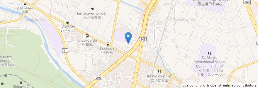 Mapa de ubicacion de 二子玉川地区会館 en Japão, Tóquio, 世田谷区.