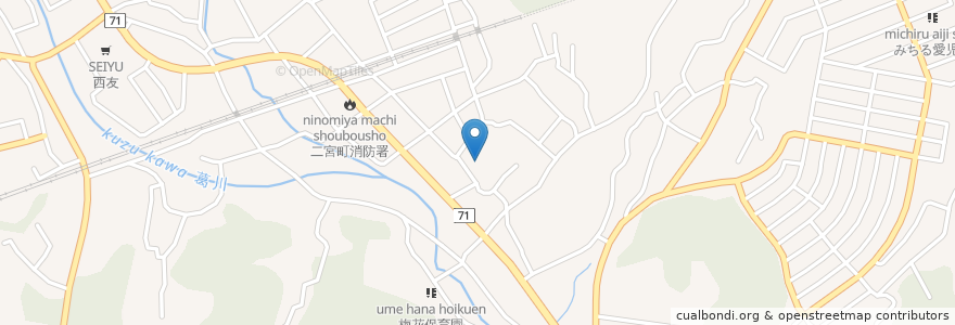 Mapa de ubicacion de 二宮町基幹型在宅介護支援センター en 日本, 神奈川県, 中郡, 二宮町.