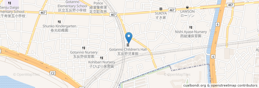 Mapa de ubicacion de 五反野コミュニティセンター en Japón, Tokio, Adachi.