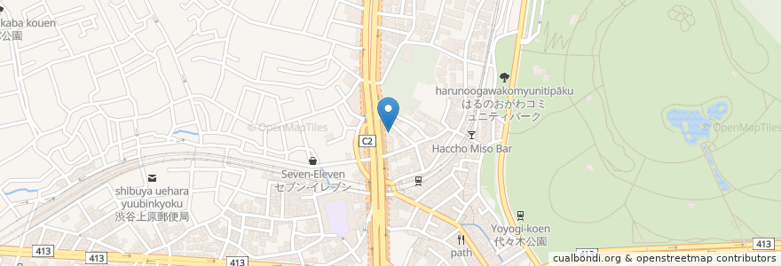 Mapa de ubicacion de 代々木八幡敬老館 en Giappone, Tokyo, Shibuya.