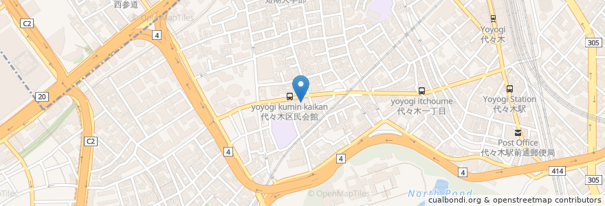 Mapa de ubicacion de 代々木敬老館 en Japan, 東京都, 渋谷区.