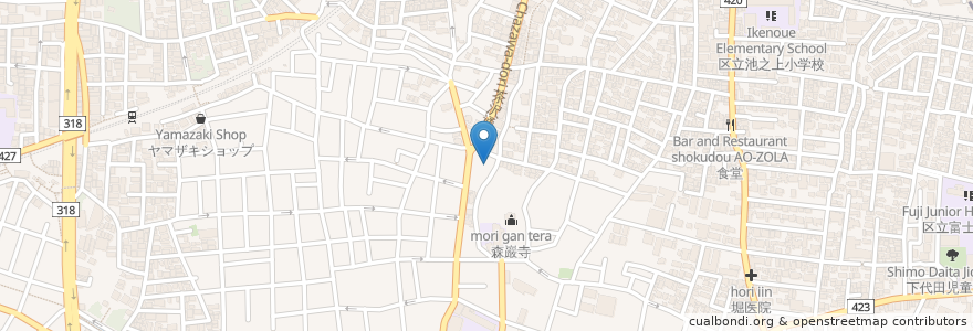 Mapa de ubicacion de 代沢地区会館 en اليابان, 東京都, 世田谷区.
