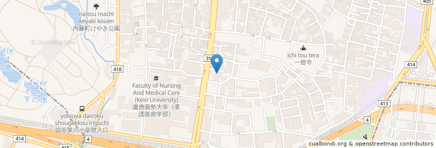Mapa de ubicacion de 信濃町ことぶき館 en 일본, 도쿄도.
