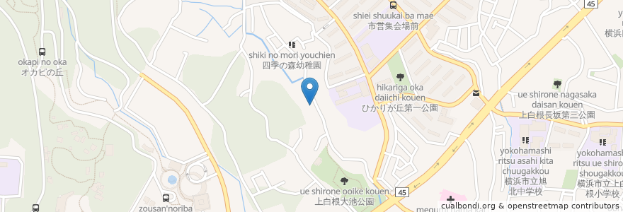Mapa de ubicacion de 児童家庭支援センターおおいけ en Japão, 神奈川県, 横浜市, 旭区.