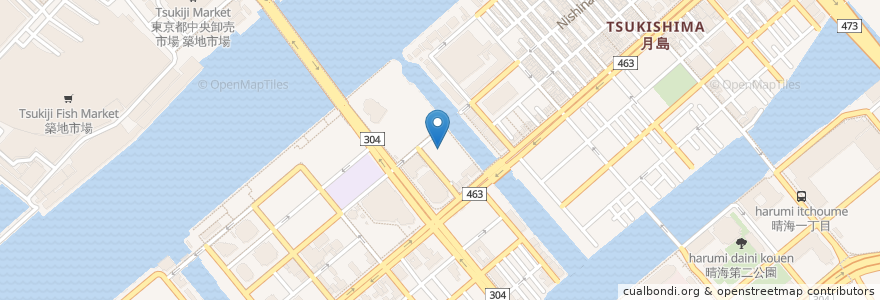Mapa de ubicacion de 勝どき敬老館 en 日本, 東京都, 中央区.