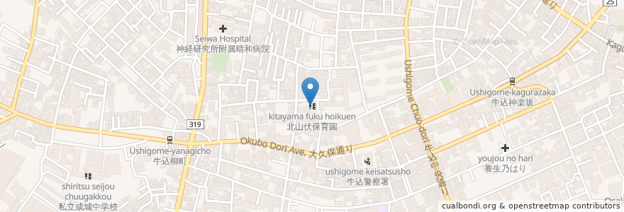 Mapa de ubicacion de 北山伏ことぶき館 en ژاپن, 東京都, 新宿区.