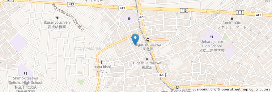 Mapa de ubicacion de 北沢地区会館 en Japón, Tokio, Setagaya, Shibuya.