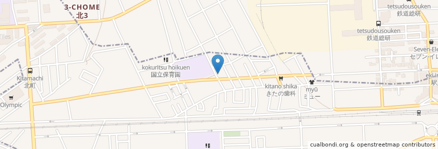 Mapa de ubicacion de 北福祉館 en Japonya, 東京都, 国分寺市, 国立市.