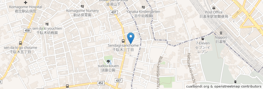 Mapa de ubicacion de 千駄木寿会館 en 日本, 東京都, 文京区, 台東区.