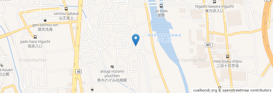 Mapa de ubicacion de 厚木市立妻田東老人憩の家 en Japón, Prefectura De Kanagawa, 厚木市.