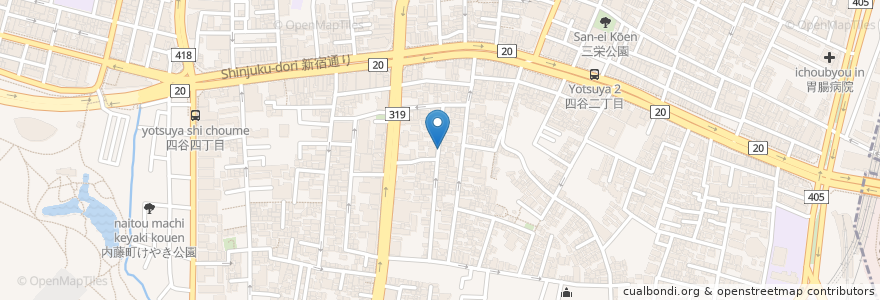 Mapa de ubicacion de 四谷診療所 en 일본, 도쿄도, 신주쿠.