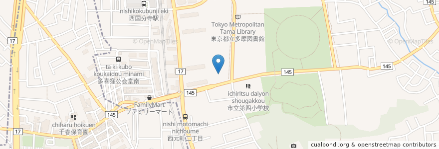 Mapa de ubicacion de 国分寺市地域型在宅介護支援センターいずみ en Japonya, 東京都, 国分寺市, 府中市.