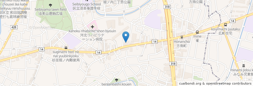 Mapa de ubicacion de 在宅介護支援センターケア２４堀ノ内 en اليابان, 東京都, 杉並区.