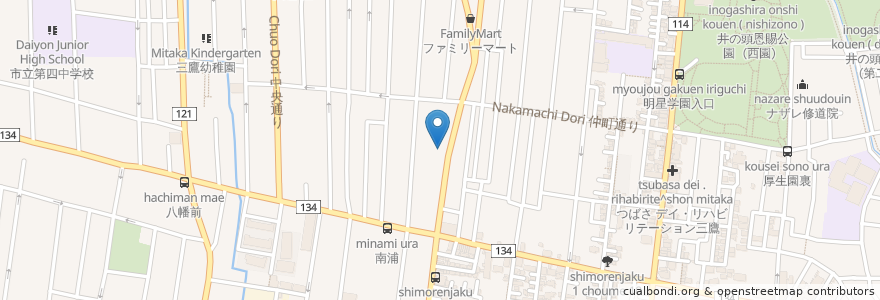 Mapa de ubicacion de 在宅介護支援センター太郎 en Japonya, 東京都, 三鷹市.