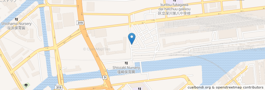Mapa de ubicacion de 塩浜福祉会館 en Japón, Tokio, Koto.