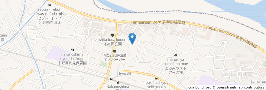 Mapa de ubicacion de 多摩川の里在宅介護支援センター en 日本, 神奈川県, 川崎市, 多摩区.