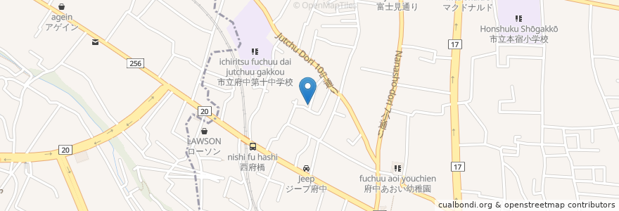 Mapa de ubicacion de 多摩療育園 en Япония, Токио, Кунитати.
