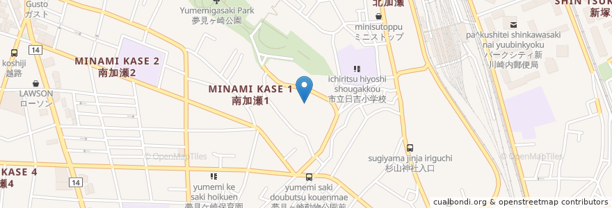 Mapa de ubicacion de 夢見ヶ崎在宅介護支援センター en Jepun, 神奈川県, 川崎市, 幸区.