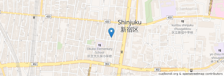 Mapa de ubicacion de 大久保ことぶき館 en Japonya, 東京都, 新宿区.